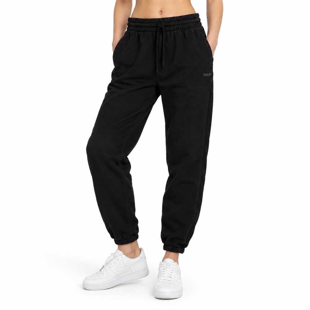 TNA Sweatfleece Cozy Fleece Boyfriend Fit Jogger Sweatpants Women's XS Black